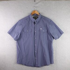Ferrell Vented Pearl Snap Shirt Blue Short Sleeve Western Womens 2XL Fishing‎